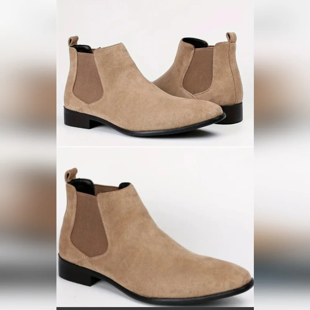 NEW MEN FASHIONABLE TAN CHELSEA ANKLE HIGH BOOTS SIZE 10-10.5